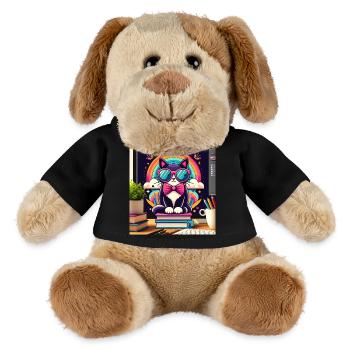Fleißige Katze mit Brille - MiniFeet® Hund Helge - Schwarz - Vorne