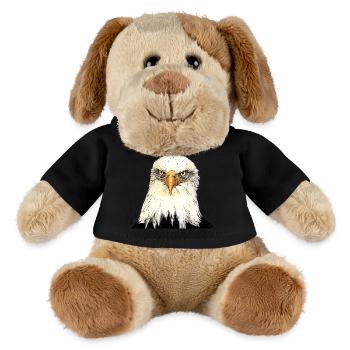 Illustration de tête d’aigle avec un regard intense - Chien en peluche Helge MiniFeet® - noir - Devant