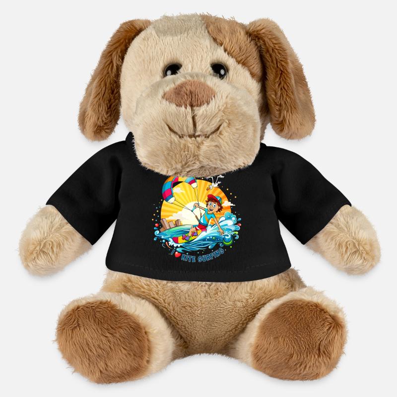 Bunte Illustration eines Kitesurfers - MiniFeet® Hund Helge - Schwarz