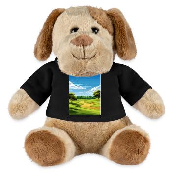 Carte d’affiche de voyage du parcours de golf de Shinnecock Hills - Chien en peluche Helge MiniFeet® - noir - Devant