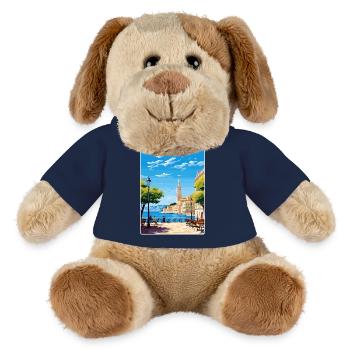 Triste Italie Affiche de voyage Souvenir Carte Postale Peinture - Chien en peluche Helge MiniFeet® - bleu marine - Devant