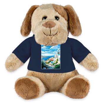 Milos Grèce Affiche de voyage Souvenir Carte Postale Peinture - Chien en peluche Helge MiniFeet® - bleu marine - Devant