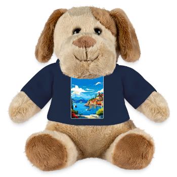 Parga Grèce Affiche de voyage Souvenir Carte Postale Peinture - Chien en peluche Helge MiniFeet® - bleu marine - Devant