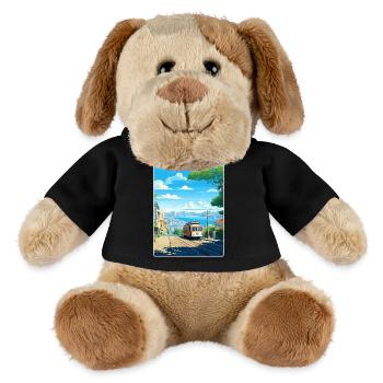 Affiche de voyage du Golden Gate de San Francisco en Californie - Chien en peluche Helge MiniFeet® - noir - Devant