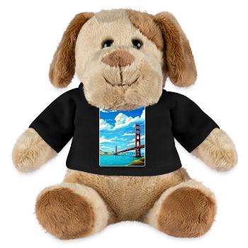 Affiche de voyage du Golden Gate de San Francisco en Californie - Chien en peluche Helge MiniFeet® - noir - Devant