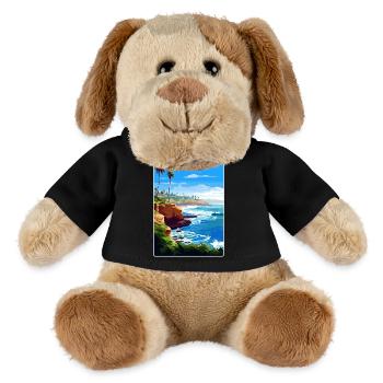 La Jolla Cove Kalifornien Reiseposter Souvenir - MiniFeet® Hund Helge - Schwarz - Vorne