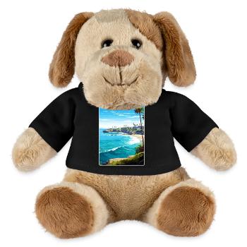 La Jolla Cove Kalifornien Reiseposter Souvenir - MiniFeet® Hund Helge - Schwarz - Vorne