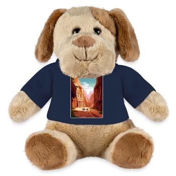 Petra Jordan Affiche de voyage Souvenir Carte Postale Peinture - Chien en peluche Helge MiniFeet® - bleu marine - Devant
