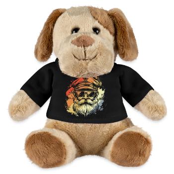 Retro Segelkapitän Zeichnung - MiniFeet® Hund Helge - Schwarz - Vorne