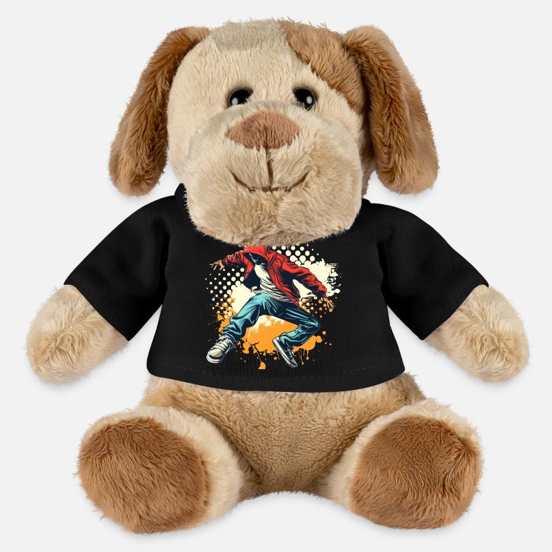 Graphique Breakdancer - Chien en peluche Helge MiniFeet® - noir