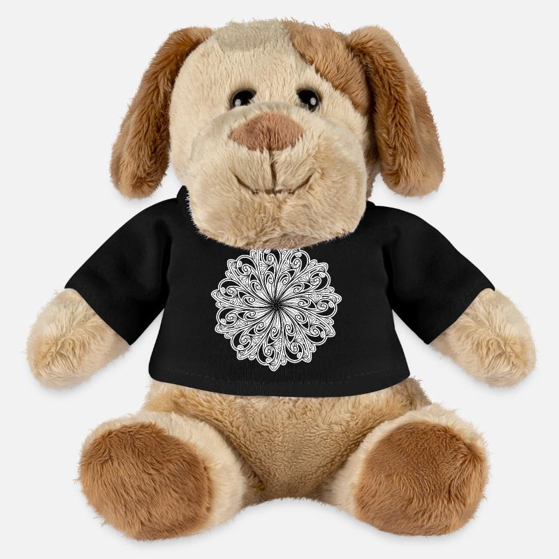 Schwarz-weißes Blumenmuster - MiniFeet® Hund Helge - Schwarz