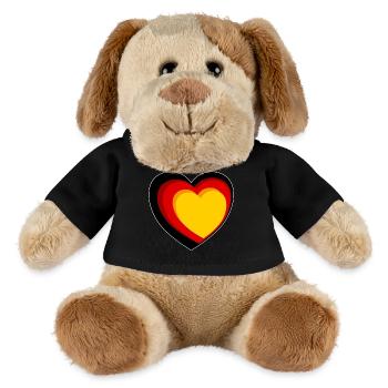 Coeur 3D en noir, rouge et or - Chien en peluche Helge MiniFeet® - noir - Devant