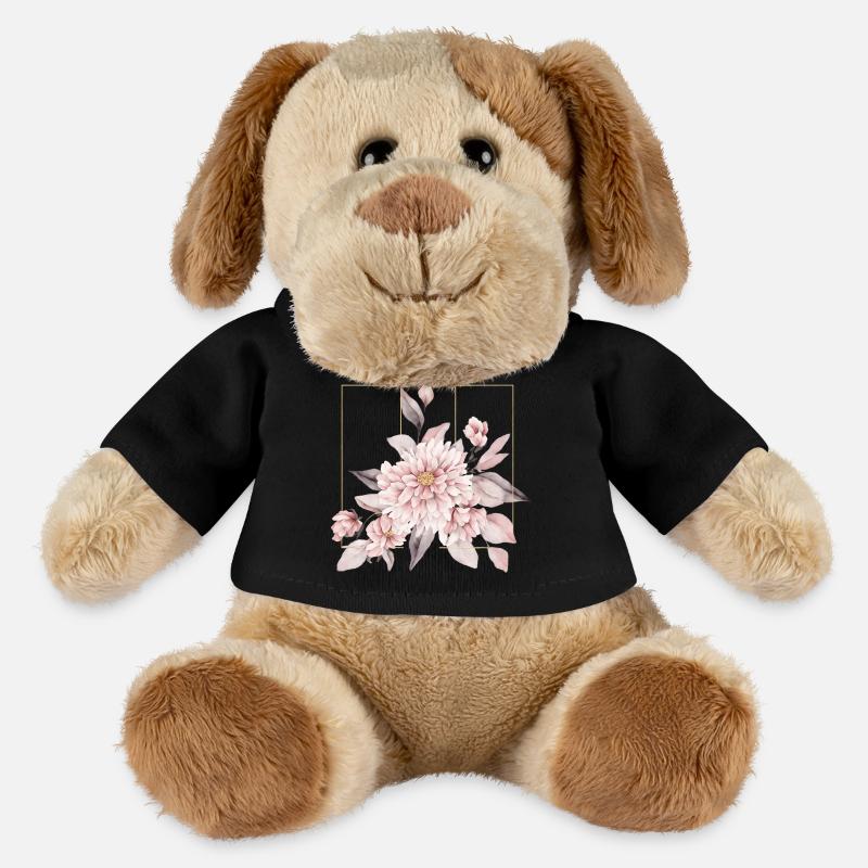 Elegantes Rouge-Blumen-Design - MiniFeet® Hund Helge - Schwarz