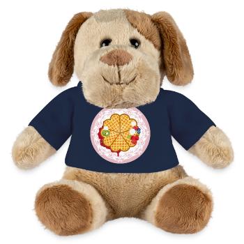 Gaufres dorées à motif fruits et crème - Chien en peluche Helge MiniFeet® - bleu marine - Devant