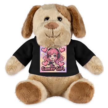 Pixel Art Gamer Mädchen Illustration - MiniFeet® Hund Helge - Schwarz - Vorne