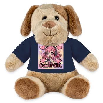 Pixel Art Gamer Mädchen Illustration - MiniFeet® Hund Helge - French Navy - Vorne
