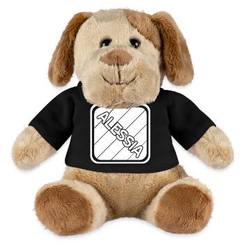 Prénom de fille Alessia - Chien en peluche Helge MiniFeet® - noir - Devant