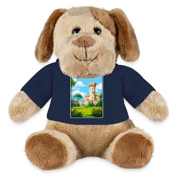 Chaves Portugal Schloss Turm Unter Blauem Himmel Poster - MiniFeet® Hund Helge - French Navy - Vorne