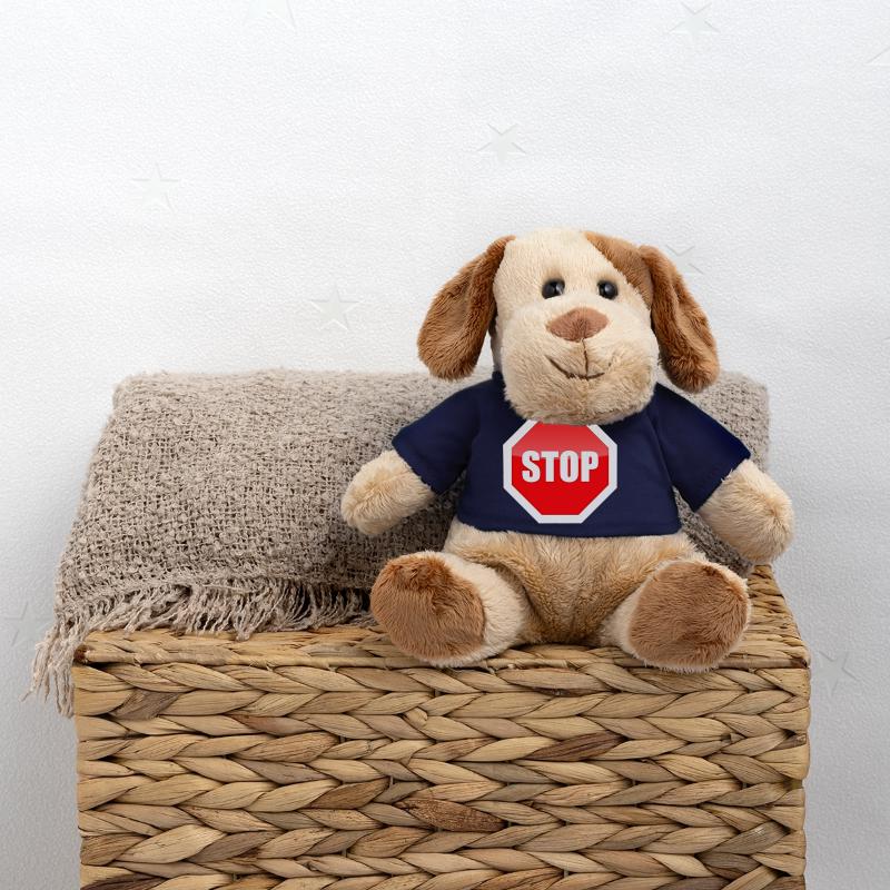 Impression graphique de plaque STOP rouge Chien en peluche Helge MiniFeet®