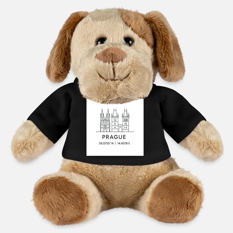 Prague Line Art Silhouette Landmark - MiniFeet® Dog Helge - black