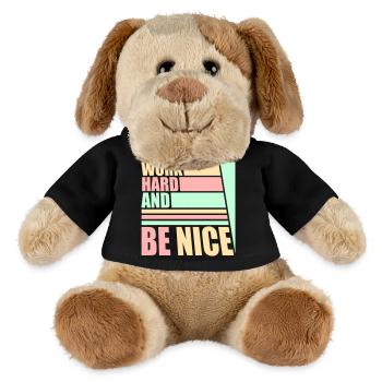 Work Hard Be Nice Motivation Positive Spirit Quote - MiniFeet® Dog Helge - black - Front