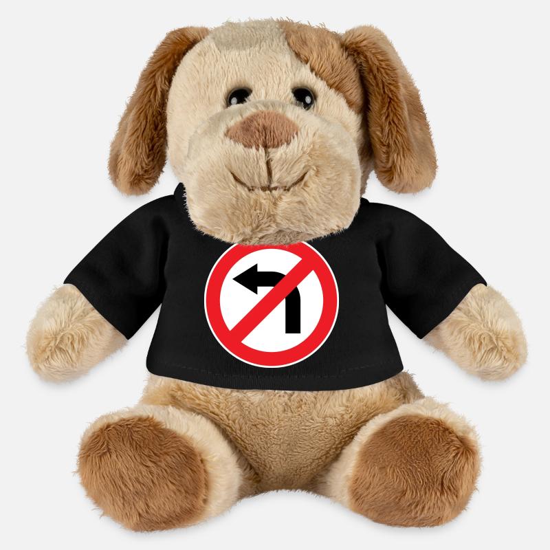 Virage à gauche interdit, panneaux de signalisation - Chien en peluche Helge MiniFeet® - noir