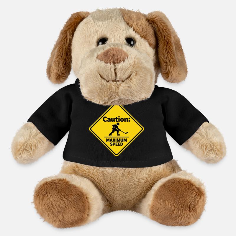 Caution Maximum Speed Eishockey Warnschild - MiniFeet® Hund Helge - Schwarz