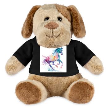 Regenbogen-Aquarellpferd - MiniFeet® Hund Helge - Schwarz - Vorne