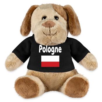 Pologne Typo et Drapeau Rouge - Chien en peluche Helge MiniFeet® - noir - Devant