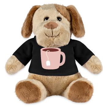Pastellrosa Teetassen-Illustration - MiniFeet® Hund Helge - Schwarz - Vorne