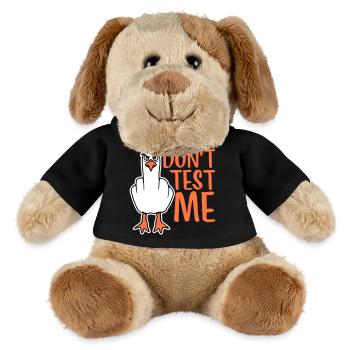 Don't Test Me Möwe Vogel Frech Mittelfinger Böse - MiniFeet® Hund Helge - Schwarz - Vorne