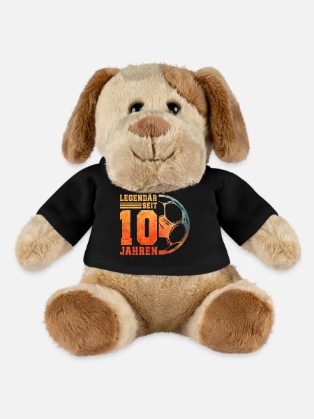 10th Birthday 10 Years Young Kids Football - MiniFeet® Dog Helge - black