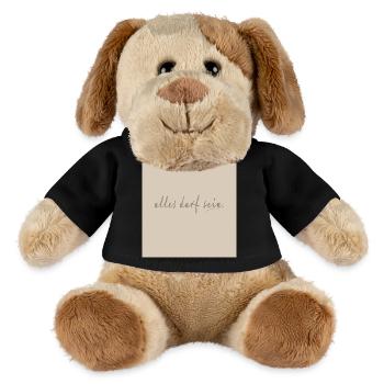 Tout peut être – Affiche à scénario réduit - Chien en peluche Helge MiniFeet® - noir - Devant