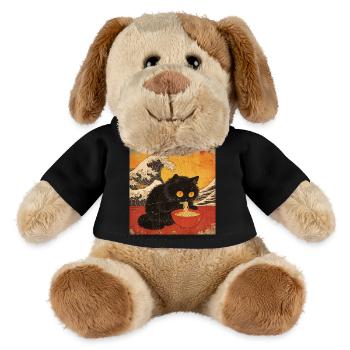 Japan Cat Ramen Noodles Retro Wave Pattern - MiniFeet® Dog Helge - black - Front
