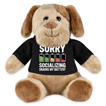 Joke about sociable, exhausted introverts - MiniFeet® Dog Helge - black - Front