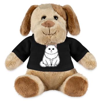 White Cat Fluffy Blue Eyes Majestic Portrait - MiniFeet® Dog Helge - black - Front