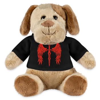 épée ailée rouge - Chien en peluche Helge MiniFeet® - noir - Devant