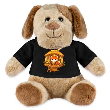 Lesender Fuchs im Baumhaus - MiniFeet® Hund Helge - Schwarz - Vorne