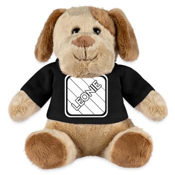 Leonie Schriftzug auf diagonalen Streifen - MiniFeet® Hund Helge - Schwarz - Vorne
