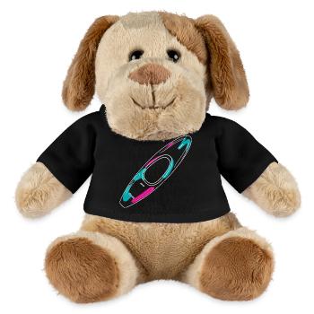 Outlines eines Wildwasserkajaks in Neon-Style - MiniFeet® Hund Helge - Schwarz - Vorne