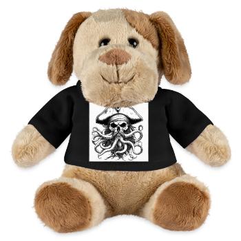 Crâne pirate et pieuvres encre - Chien en peluche Helge MiniFeet® - noir - Devant