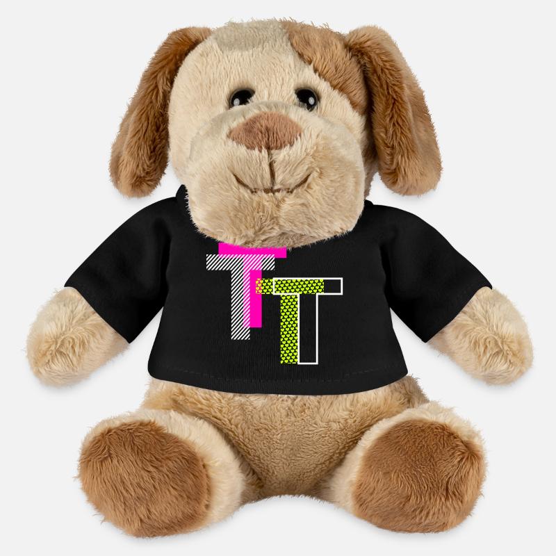 Lettre T - Chien en peluche Helge MiniFeet® - noir