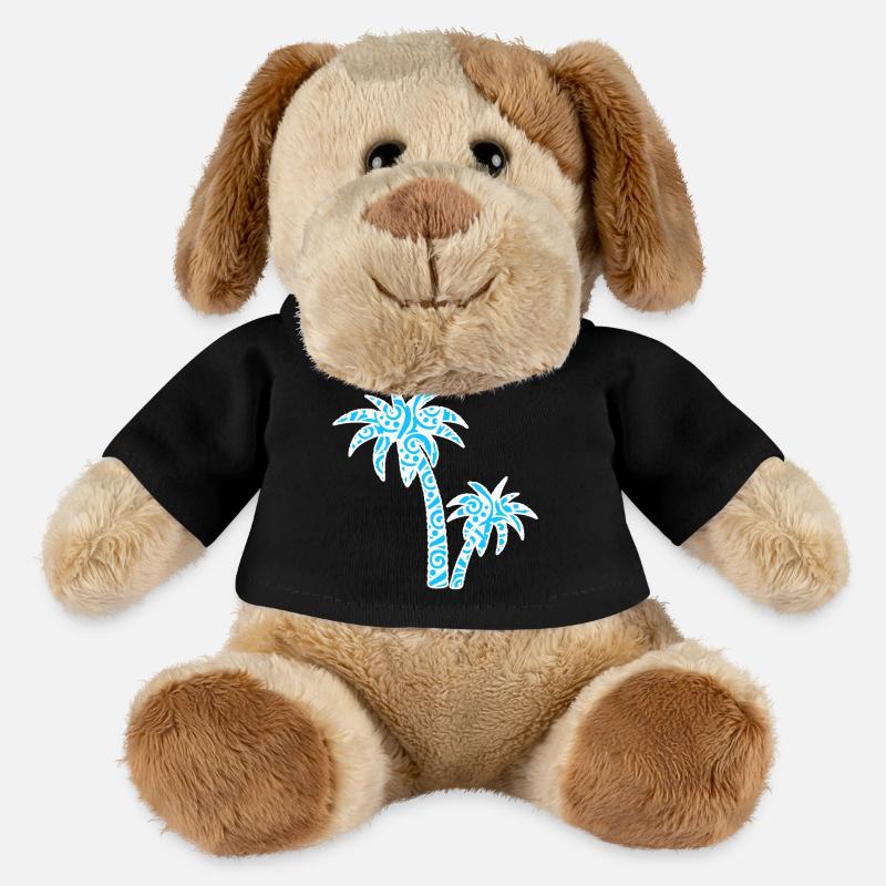 Tropic Wave Abstract Palm Design - Chien en peluche Helge MiniFeet® - noir