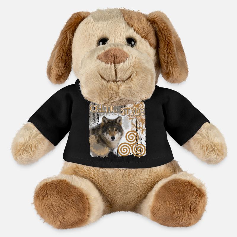 celtes 9 avec loup et triskele - Chien en peluche Helge MiniFeet® - noir