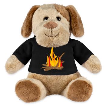 Campfire illustration with logs & flames - MiniFeet® Dog Helge - black - Front