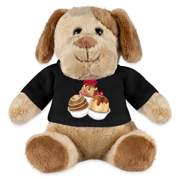 Trois chocolats fins comme motif pour les vrais connaisseurs - Chien en peluche Helge MiniFeet® - noir - Devant