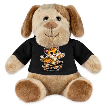 Aventure mignonne sur skateboard tigre - Chien en peluche Helge MiniFeet® - noir - Devant