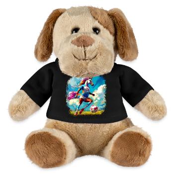 Einhörner Fussball / Fussballer Einhorn - MiniFeet® Hund Helge - Schwarz - Vorne