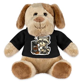 Raton laveur à café – raton laveur fatigué avec machine à café - Chien en peluche Helge MiniFeet® - noir - Devant