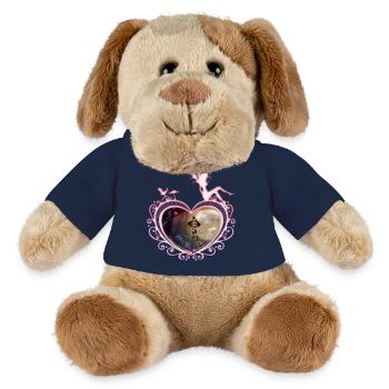 Mignonne petite sorcière volant avec un balai - Chien en peluche Helge MiniFeet® - bleu marine - Devant